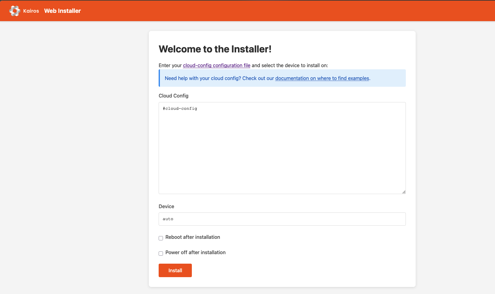 web installer interface